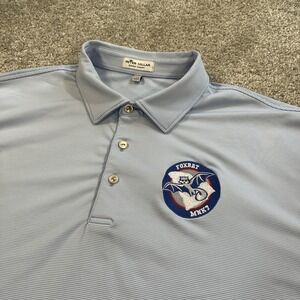 Peter Millar Summer Comfort Polo Shirt‎ XL Blue Stripe Foxbat Embroidered Logo